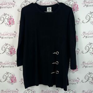 Rain + rose sweater Chic Black Women's Sweatshirt with Silver Accents wool